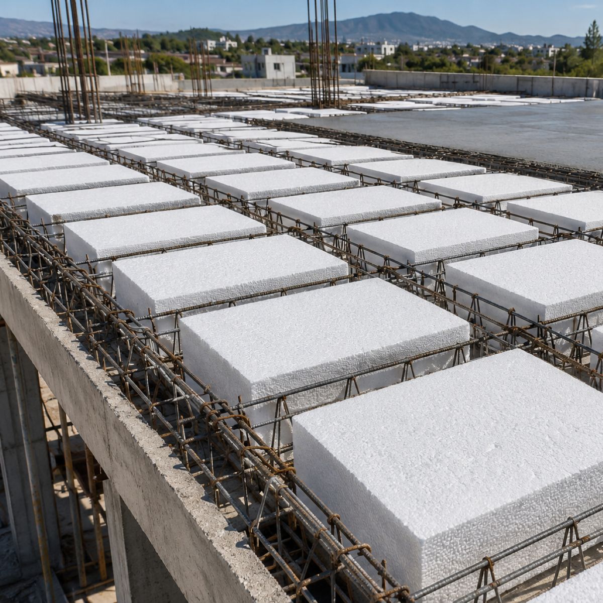 Casetón de poliestireno expandido EPS para losas reticulares